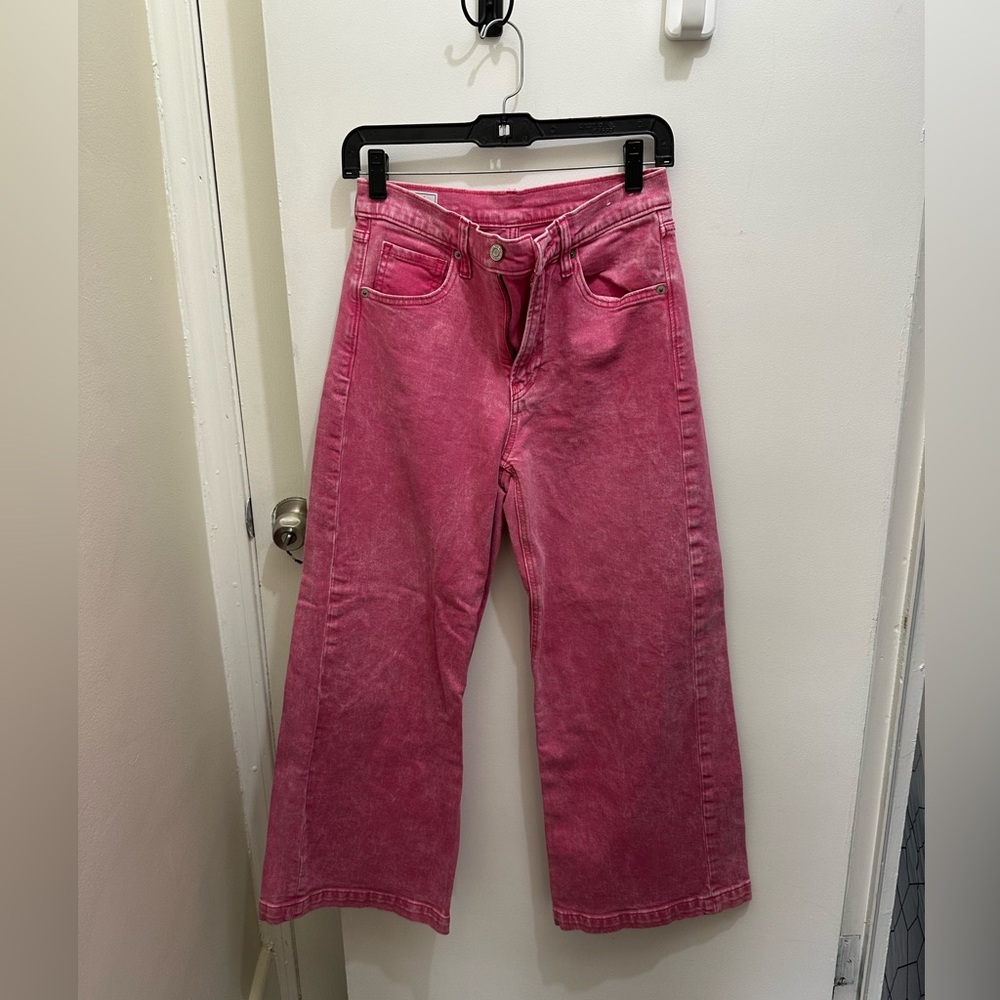 Gap pink high waisted wide leg jeans